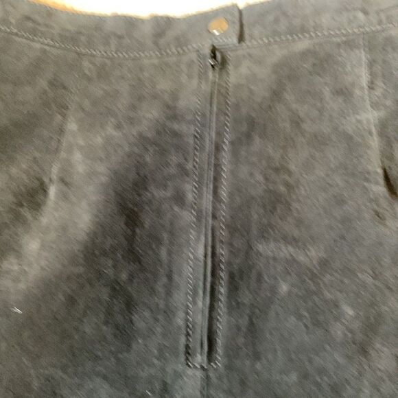 Vintage Black Suede Skirt leather Pencil Size 10 Back Slit P. B. Martin Goth - Picture 7 of 7